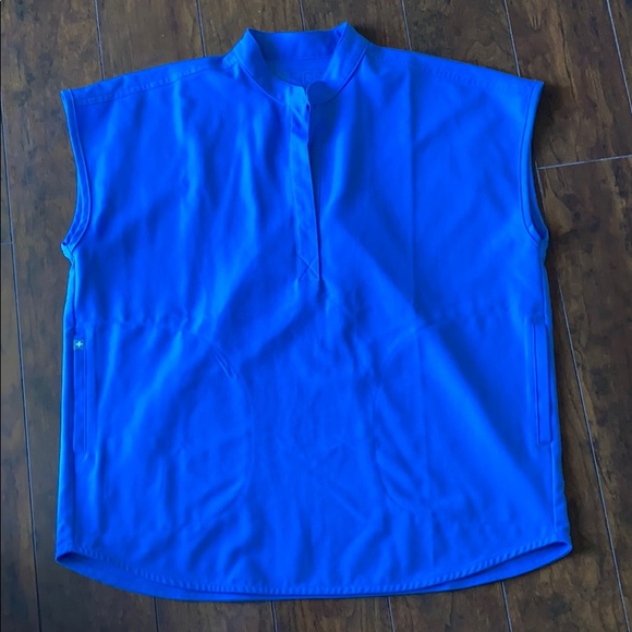 Figs rafaela mandarin collar scrub top ceil blue